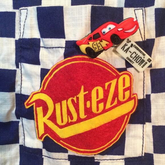 Hanna Anderson boys Checkered button down shirt car race theme 12 - Picture 4 of 5